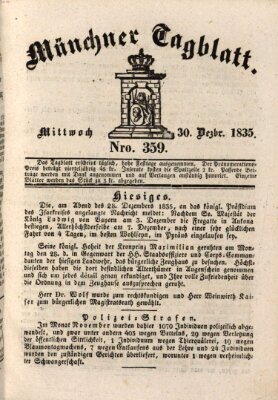 Münchener Tagblatt Mittwoch 30. Dezember 1835