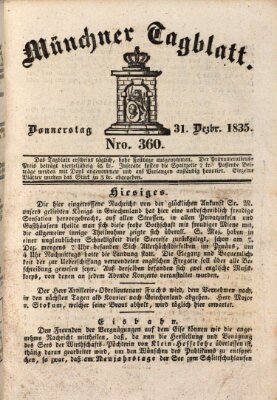 Münchener Tagblatt Donnerstag 31. Dezember 1835