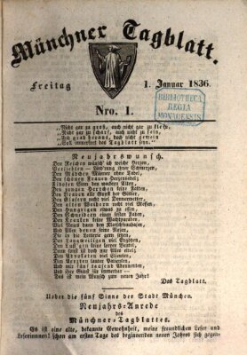 Münchener Tagblatt Freitag 1. Januar 1836