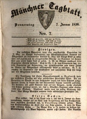 Münchener Tagblatt Donnerstag 7. Januar 1836