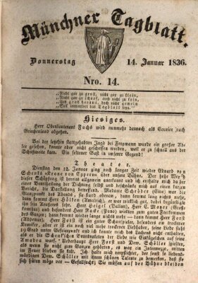 Münchener Tagblatt Donnerstag 14. Januar 1836