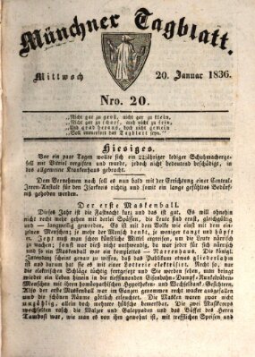 Münchener Tagblatt Mittwoch 20. Januar 1836