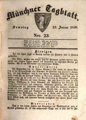 Münchener Tagblatt Samstag 23. Januar 1836