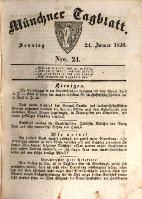 Münchener Tagblatt Sonntag 24. Januar 1836