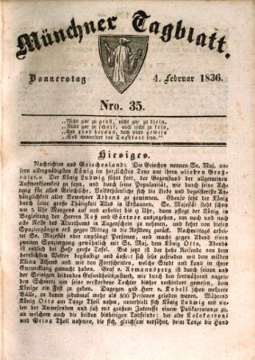 Münchener Tagblatt Donnerstag 4. Februar 1836