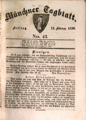 Münchener Tagblatt Freitag 12. Februar 1836