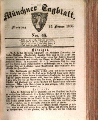 Münchener Tagblatt Montag 15. Februar 1836