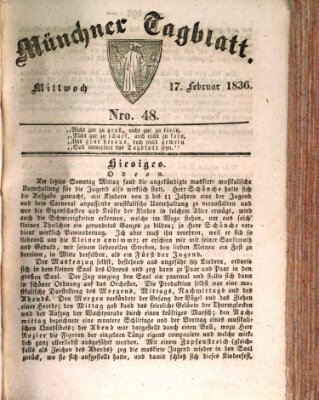 Münchener Tagblatt Mittwoch 17. Februar 1836