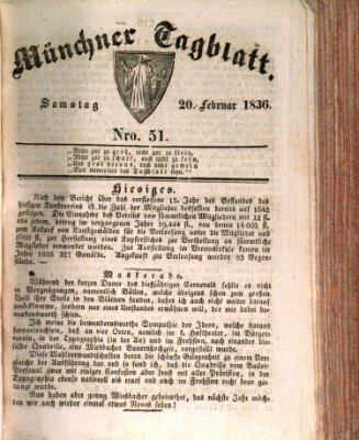 Münchener Tagblatt Samstag 20. Februar 1836