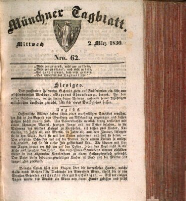 Münchener Tagblatt Mittwoch 2. März 1836