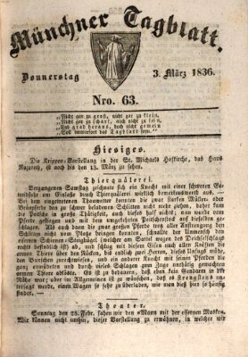 Münchener Tagblatt Donnerstag 3. März 1836