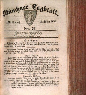 Münchener Tagblatt Mittwoch 16. März 1836