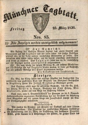 Münchener Tagblatt Freitag 25. März 1836