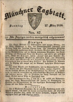 Münchener Tagblatt Sonntag 27. März 1836