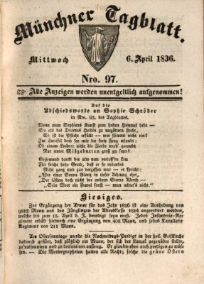 Münchener Tagblatt Mittwoch 6. April 1836