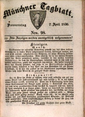 Münchener Tagblatt Donnerstag 7. April 1836