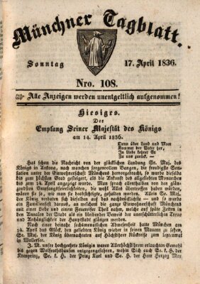 Münchener Tagblatt Sonntag 17. April 1836