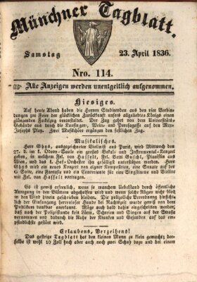 Münchener Tagblatt Samstag 23. April 1836