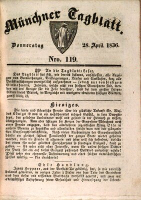 Münchener Tagblatt Donnerstag 28. April 1836