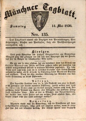 Münchener Tagblatt Samstag 14. Mai 1836