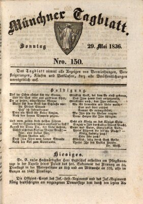 Münchener Tagblatt Sonntag 29. Mai 1836