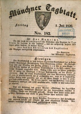 Münchener Tagblatt Freitag 1. Juli 1836