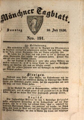 Münchener Tagblatt Sonntag 10. Juli 1836