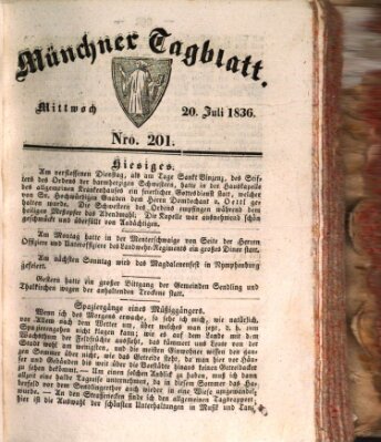 Münchener Tagblatt Mittwoch 20. Juli 1836