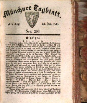 Münchener Tagblatt Freitag 22. Juli 1836