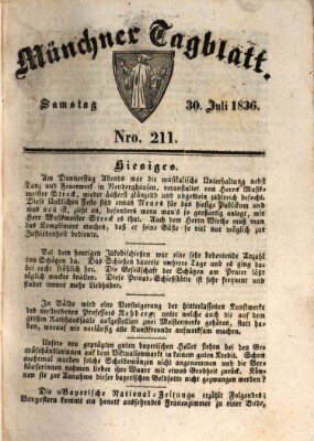 Münchener Tagblatt Samstag 30. Juli 1836