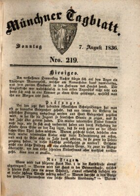 Münchener Tagblatt Sonntag 7. August 1836