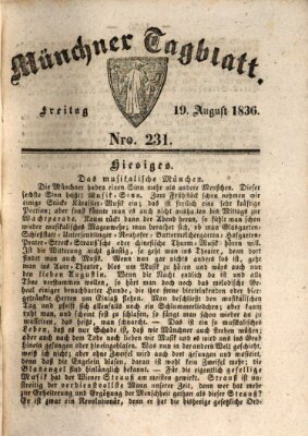 Münchener Tagblatt Freitag 19. August 1836