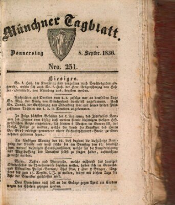 Münchener Tagblatt Donnerstag 8. September 1836