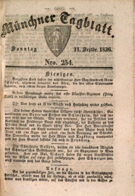 Münchener Tagblatt Sonntag 11. September 1836