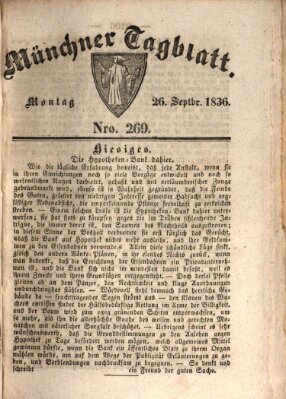 Münchener Tagblatt Montag 26. September 1836