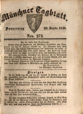 Münchener Tagblatt Donnerstag 29. September 1836