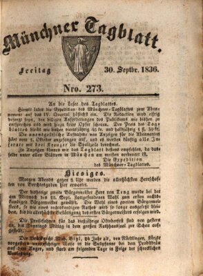 Münchener Tagblatt Freitag 30. September 1836