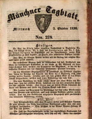 Münchener Tagblatt Mittwoch 5. Oktober 1836