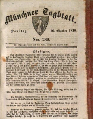 Münchener Tagblatt Sonntag 16. Oktober 1836