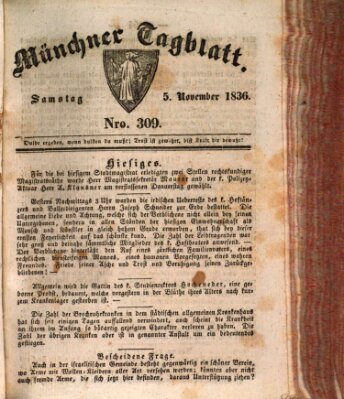 Münchener Tagblatt Samstag 5. November 1836