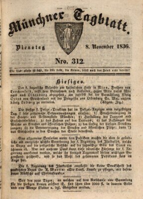 Münchener Tagblatt Dienstag 8. November 1836