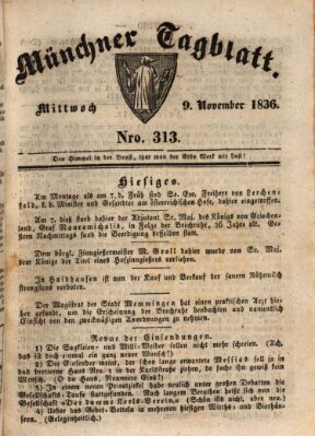 Münchener Tagblatt Mittwoch 9. November 1836