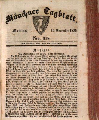 Münchener Tagblatt Montag 14. November 1836