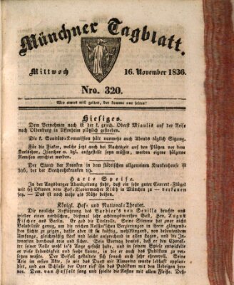 Münchener Tagblatt Mittwoch 16. November 1836