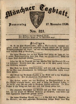 Münchener Tagblatt Donnerstag 17. November 1836