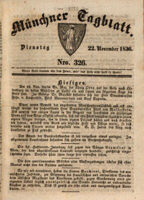 Münchener Tagblatt Dienstag 22. November 1836