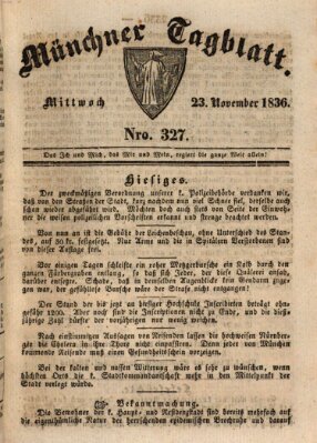 Münchener Tagblatt Mittwoch 23. November 1836