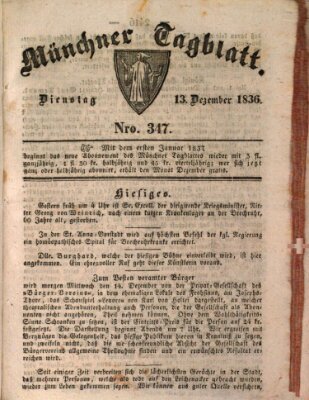 Münchener Tagblatt Dienstag 13. Dezember 1836