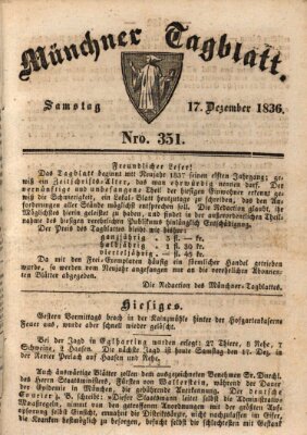 Münchener Tagblatt Samstag 17. Dezember 1836