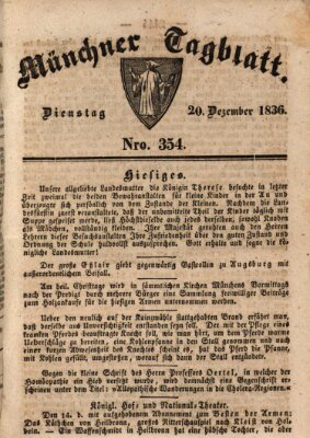 Münchener Tagblatt Dienstag 20. Dezember 1836